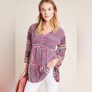 ANTHROPOLOGIE | Maeve Lilyana Tiered Silk Blouse S
